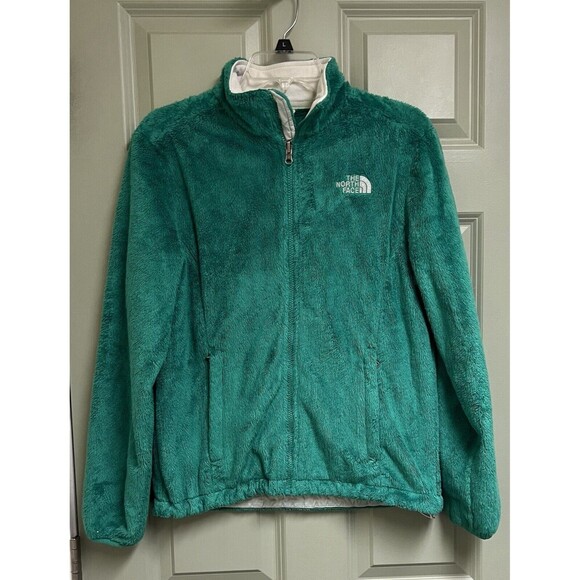 THE NORTH FACE Osito Full Zip Fleece Jacket Women Size Medium Teal Green Pockets - Picture 1 of 16